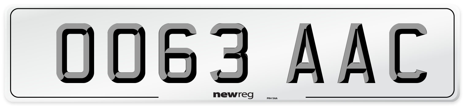 OO63 AAC Number Plate from New Reg
